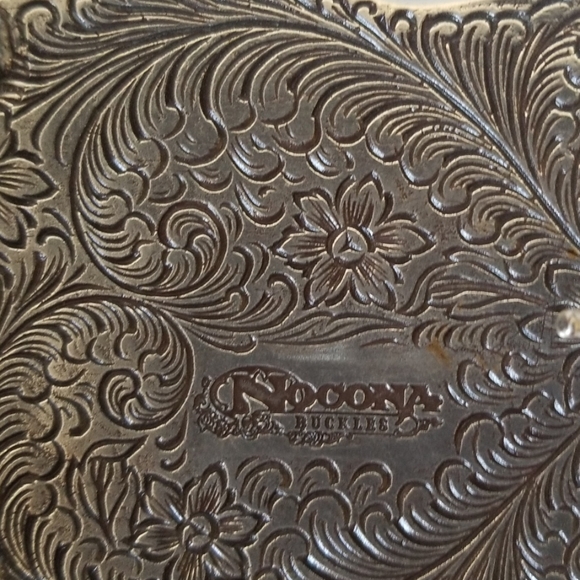 Nocona Black and Silver Western Belt Buckle - Picture 4 of 5